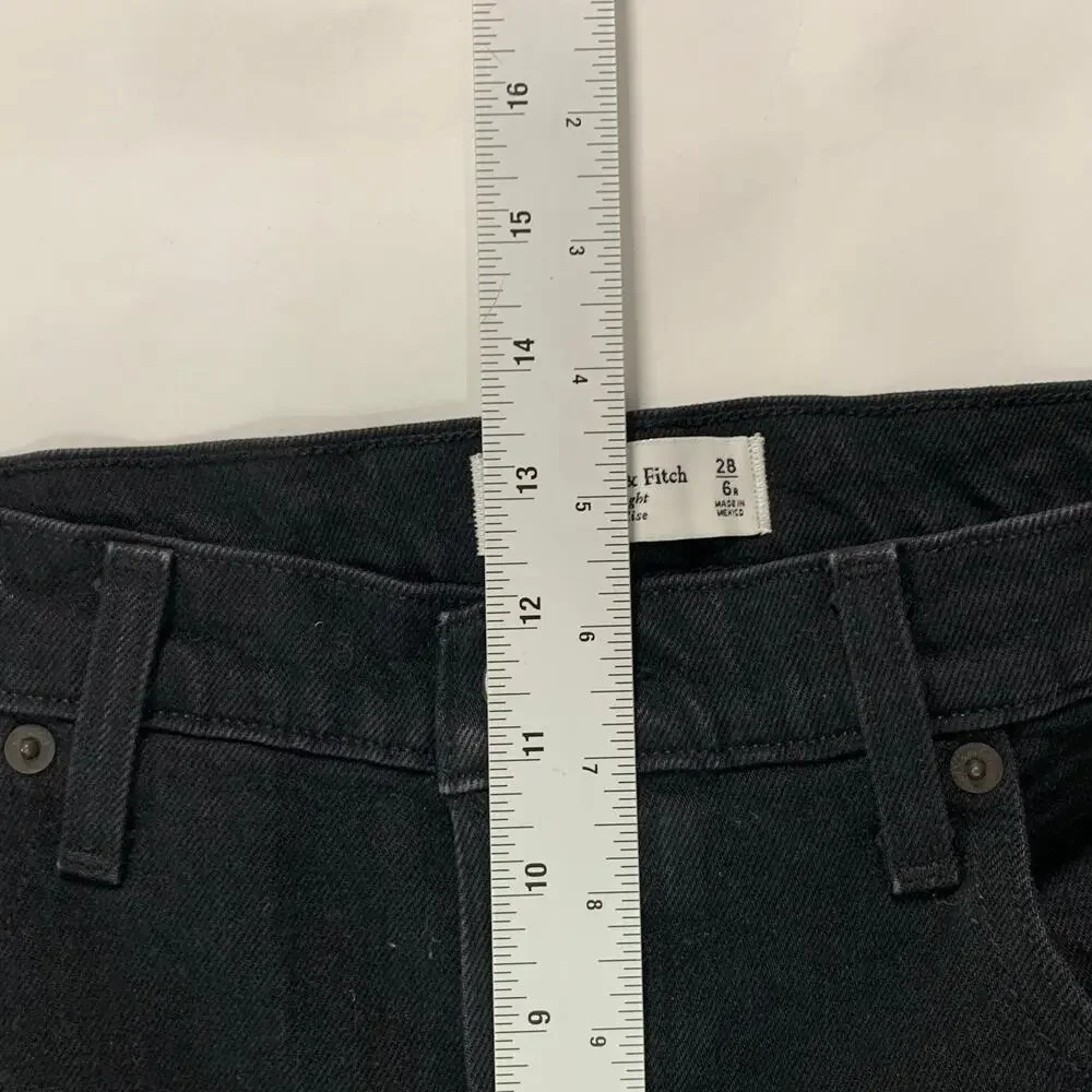 Abercrombie & Fitch The 90's Straight Ultra High Rise Jeans 6 Washed Black Denim
